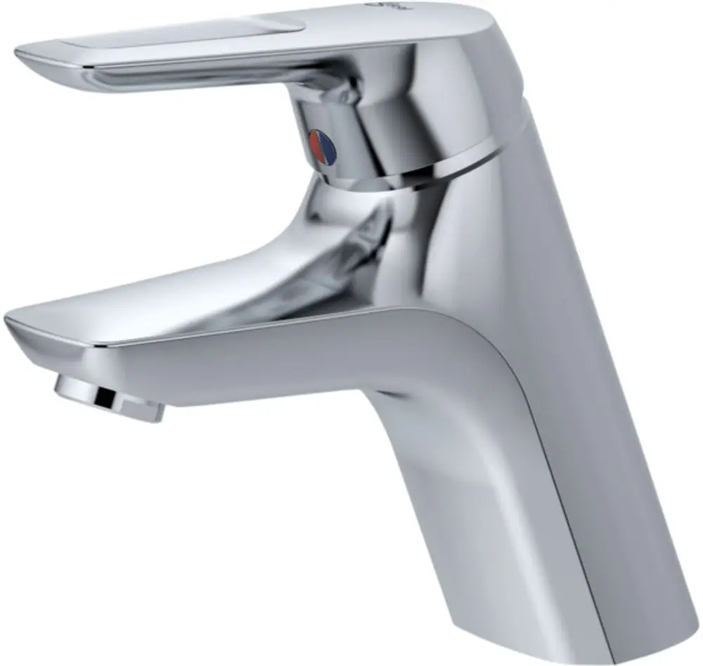Chromarmatur von Ideal Standard mit einem schlanken, modernen Design und einem geraden Wasserstrahl, geeignet für verschiedene Waschbecken.
